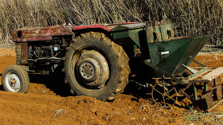 tractor, vell, l'agricultura, equips, granja, maquinària, vehicle