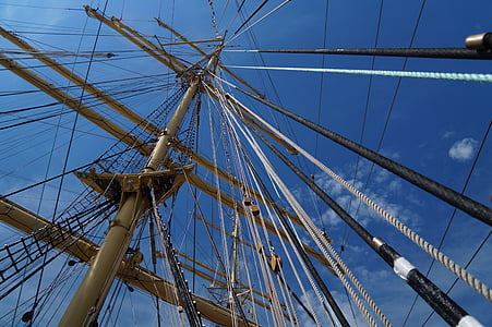 plachetnice, provazy, lano, stožár, provazový žebřík, loď lana, řemenice