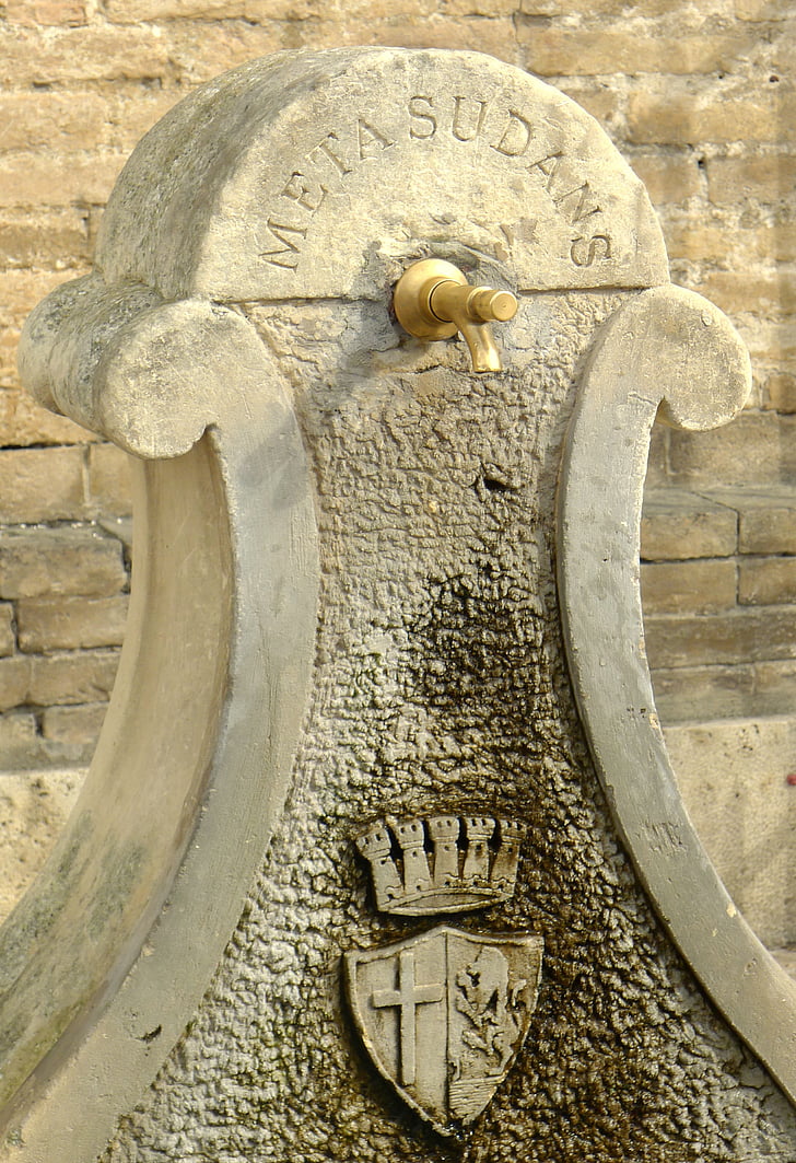 fountain, assisi, coat of arms, santa maria angeli, water, umbria, medieval