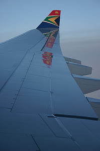 Maskapai penerbangan Afrika Selatan, sayap, pesawat, awan, tidak ada orang, pesawat, bendera