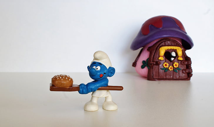 Smurf, Smurfene, figur, leker, dekorasjon, samle, blå