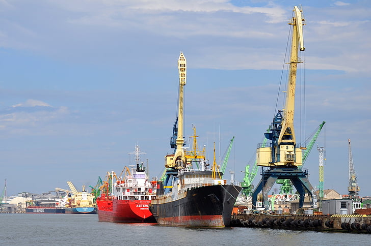 Port, kapal, negara-negara Baltik, haff, Lithuania, biaya, Crane