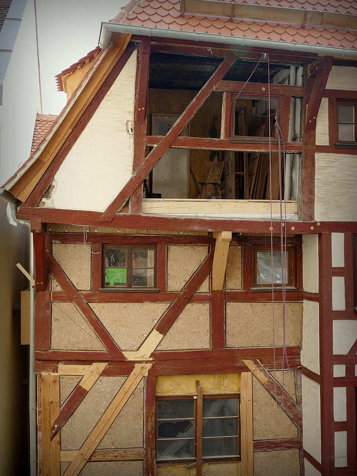truss, nuremberg, home, fachwerkhaus, old building, restoration, old town