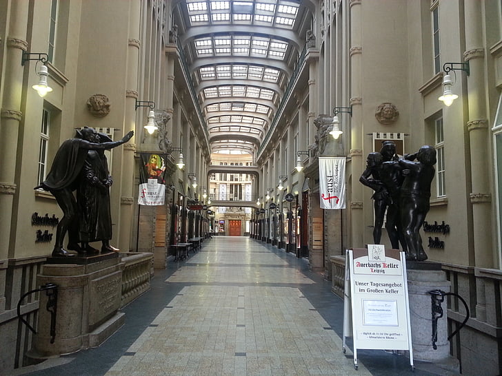 Leipzig, passagem, porão de Auerbach, interior, arquitetura, galeria comercial