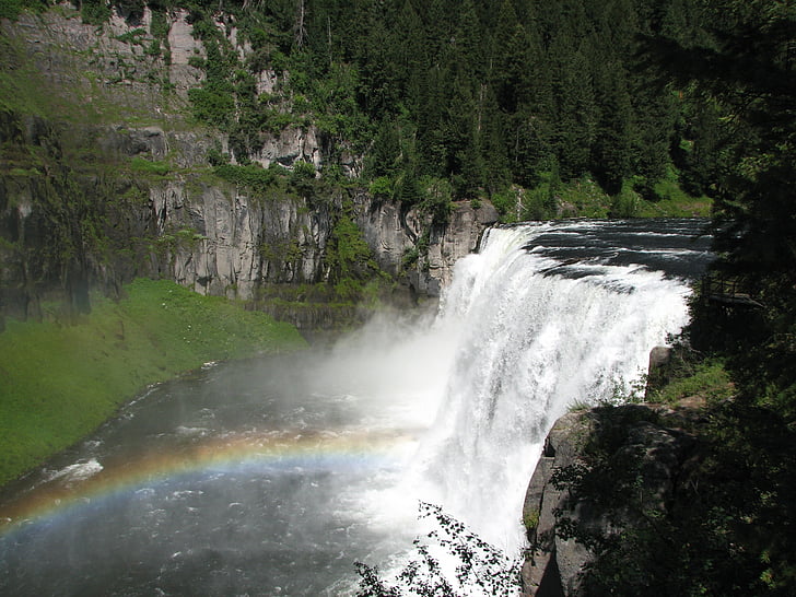 idaho, waterfall, rainbow