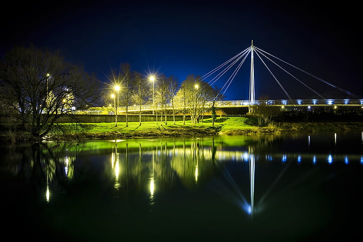 Bridge, öö, arhitektuur, Travel, Landmark, jõgi, õhtul