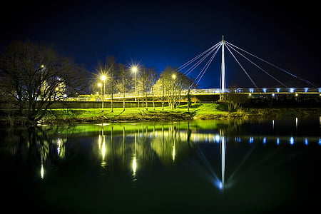híd, éjszaka, építészet, utazás, Landmark, folyó, este