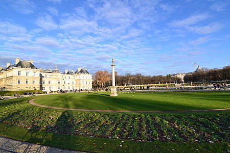 Jardin du luxembourg, Pariz, travnjak, stupac, Francuska, palača