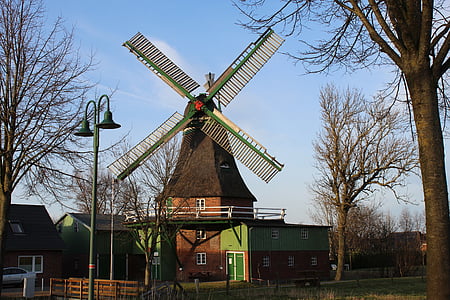 windmill, mill, god with us, eddelak, dutch windmill, dithmarschen