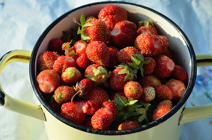 jordbær, bær, sommer, velsmagende, rød, Nærbillede, solen