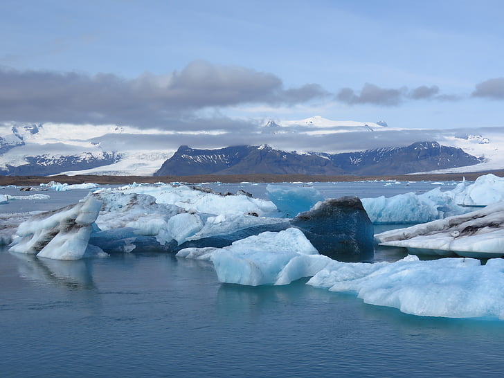 IJsland, Glacier lagoon, Vatnajökull, jögurssalon, ijsbergen, g, gletsjermeer