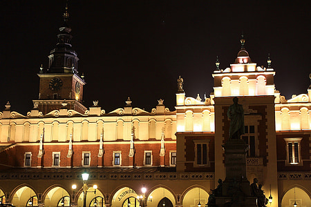 town, city, krakow, old, lights, cloth, cracow