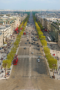 Parijs, stad, Frankrijk, Panorama, het centrum van, gebouwen, verkeer
