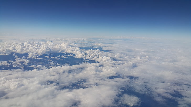 debesis, plašumi, mākonis, zila, augsta, daba, lidmašīna