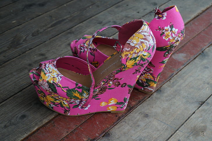 shoes, colorful, geblümt, high boots, summer, women's shoes, high heel