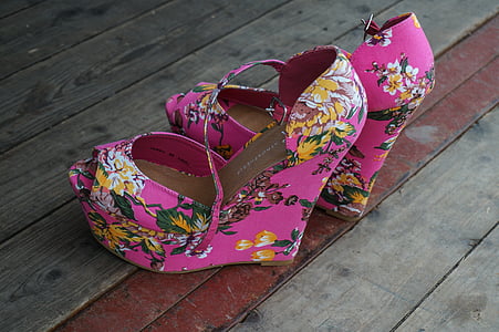 shoes, colorful, geblümt, high boots, summer, women's shoes, high heel