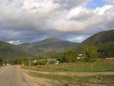 Κριμαία, τοπίο, γραφική, βουνά, ουρανός, σύννεφα, δάσος