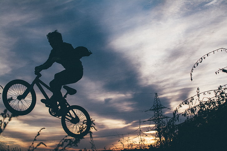 kolesarjenje, skok, kolo, šport, izposoja, dejanje, Stunt