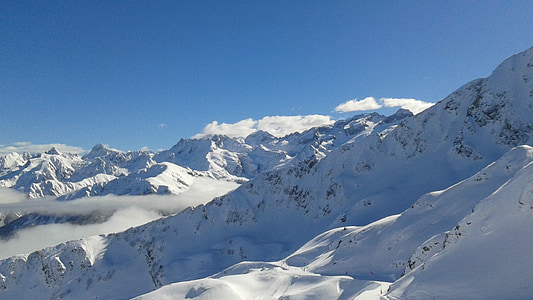 śnieg, góry, zimowe, dla narciarzy, krajobraz, Pireneje, Alpy Europejskiej