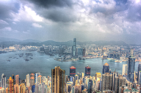 Hongkong, kanava, Sea, vesi, maisema, Kaupunkikuva, taivas