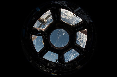 iss, window, earth, international space station, lookout, glass, view
