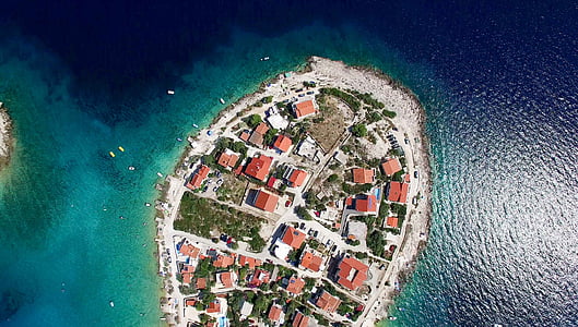 Aerial, architecture, bâtiments, ville, Croatie (Hrvatska), lumière du jour, cam de drone
