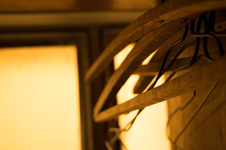 Closeup, Foto, marrón, madera, marco de la, interior, perchas