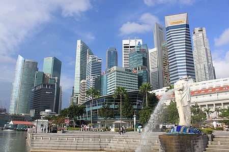 resor, Singapore, Merlion, företag, staden, landskap, tornet