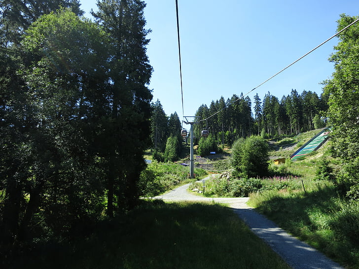 fichtelgebirge, cable car, forest, holiday, light, shadow