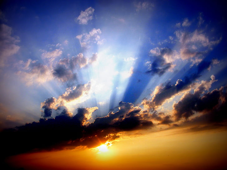 zalazak sunca, nebo, Sunce, oblak, sumrak, priroda, oblak - nebo