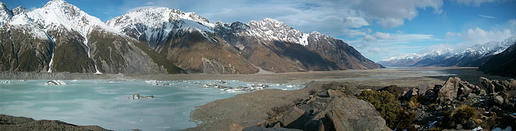 Nouvelle-Zélande, paysage, montagne, Glacier, haute montagne