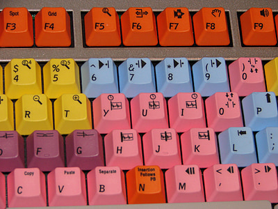 tangentbord, färgglada, färg, dator, ingång, datorns tangentbord, nycklar
