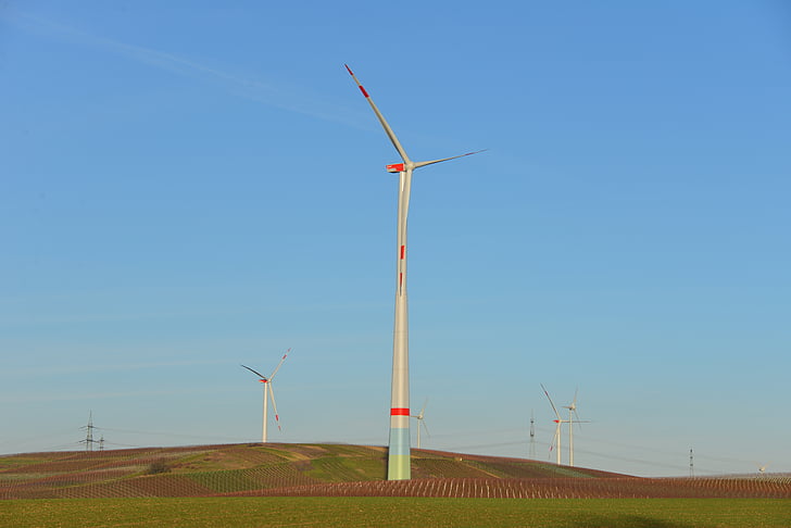 tuulipuiston, Windräder, energian, Eco energia, Tuulivoima, taivas, sininen