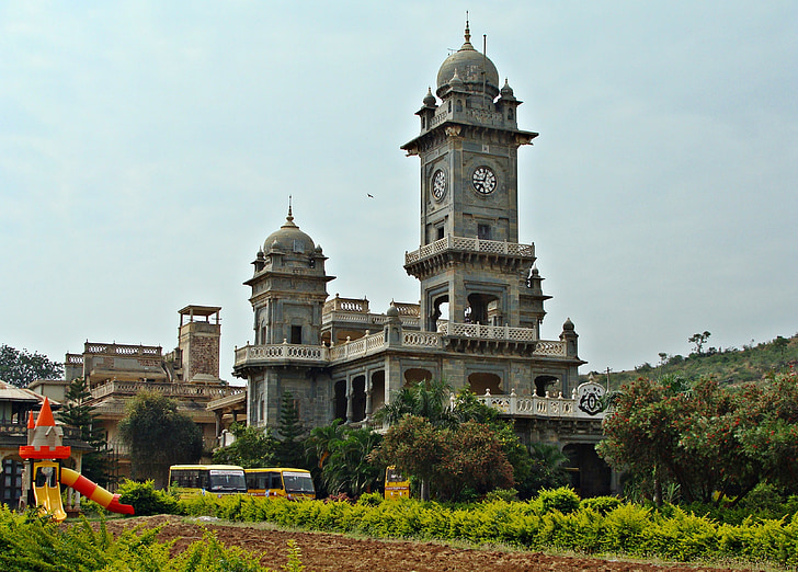 palace, building, royal, historical, patwardhan palace, tower, clock tower