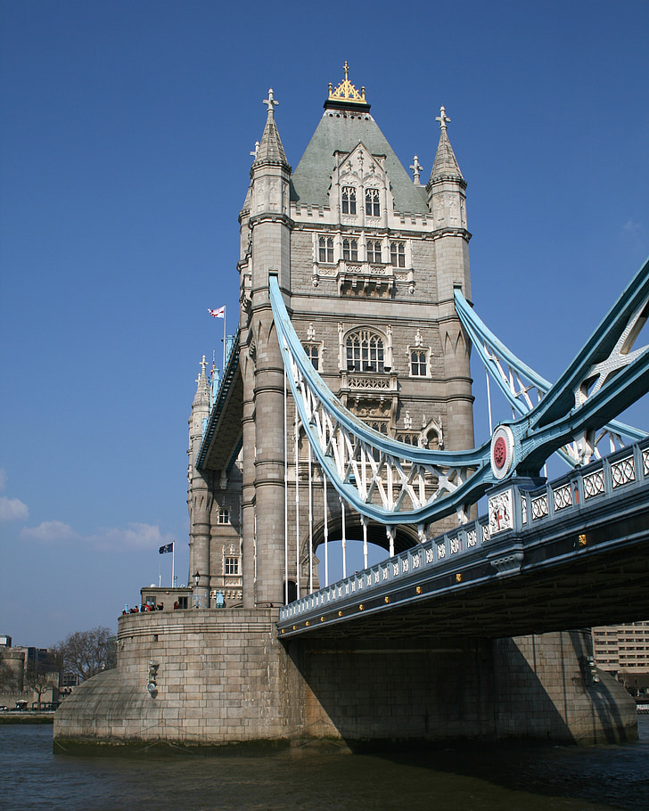 Tower bridge, řeka, úroveň, jih, Temže, orientační bod, Architektura