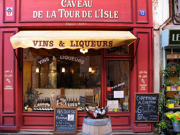 l'Isle-sur-la-sorgue, víno a likér, Hudba, Provence, Restaurace, obchod, Kavárna