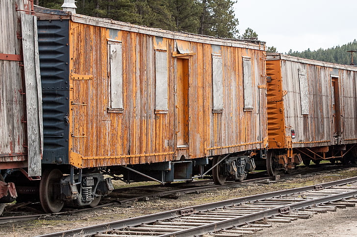 tåg, Antik, bilar, trä, gul, Windows, passagerare