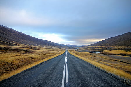 gris, hormigón, carretera, montañas, durante el día, abrir camino, asfalto