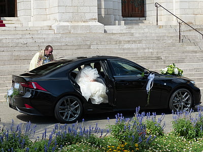 wedding, bride, marry, wedding car, car, land Vehicle