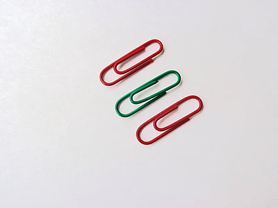 coloré, clip, fournitures de bureau, Metal, vert, rouge, Bureau
