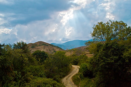ruralne ceste, Kolumbija, krajolik, oblaci