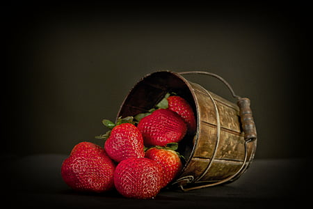 frugt, jordbær, rød, Sød, mad, bøtten, Orchard