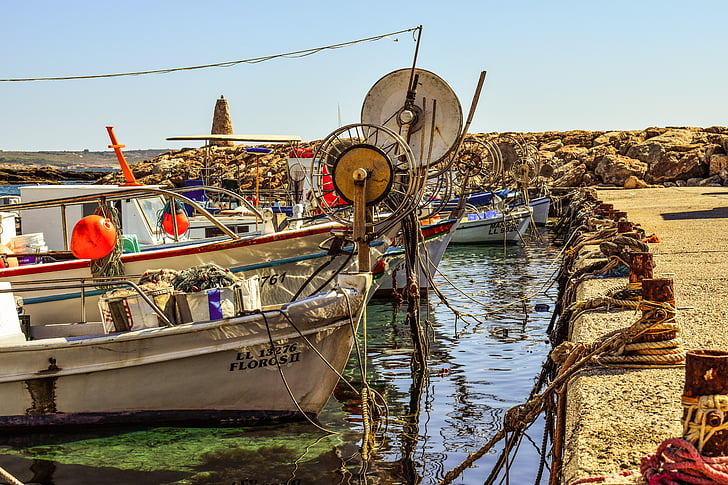 βάρκα, λιμάνι, αλιευτικό καταφύγιο, στη θάλασσα, παραδοσιακό, Ορμήδειας, Κύπρος