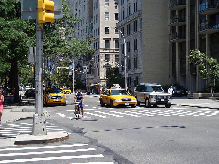 New York-i, utca, forgalom, taxi, Manhattan, városi, város