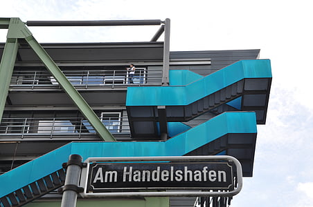 Düsseldorf, Medienhafen, Architektur, Fassade, moderne, moderne Architektur, Urban