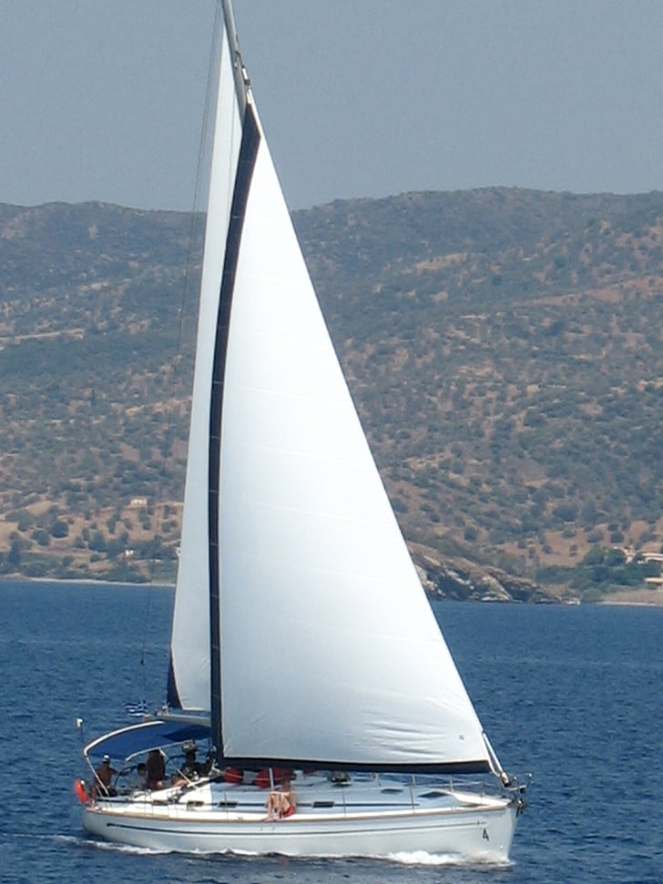 платноходка, Средиземно море, Гърция, Средиземно море, лодка, бели платна, сцена