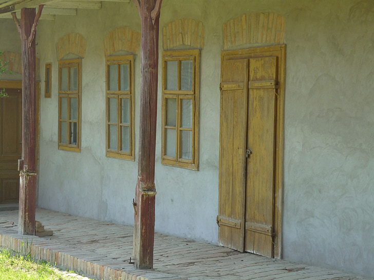 Inicio, puerta, casa antigua, ventana, madera, Veranda