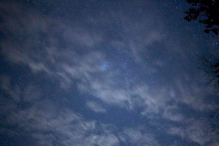 clouds, nature, night, sky, stars, public domain images, snow