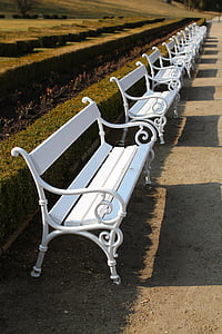 bench, park, city ​​park, sunny day, long way, the regularity of the