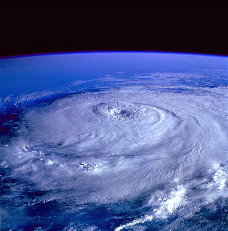 ο τυφώνας, μάτι, σύννεφα, γη, δορυφορική εικόνα, καταιγίδα, καιρικές συνθήκες